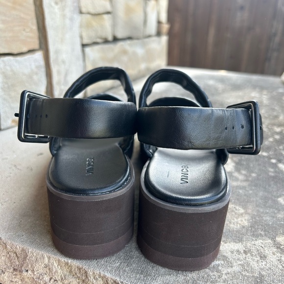 Vince Skylar leather wedge sling back elegant Black sandals Sz-36 (US 6). F - Picture 6 of 12